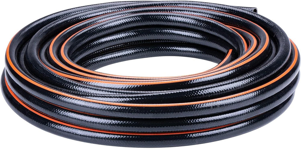 Furtun de grădină BLACK+DECKER 15 metri - Ø13MM - PVC durabil - Udarea grădinii, spălarea mașinii, umplerea piscinei - Compatibil cu orice robinet standard - Negru/Portocaliu