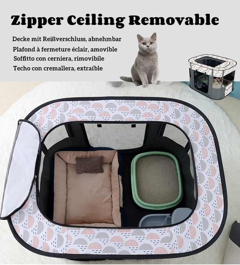 Floving portabil casă pentru câini gard pentru animale de companie pliabil țarc de joacă dreptunghiular cameră de livrare pat pentru pisici peșteră pisică colibă pentru căței casă cuști cort închis pentru animale de companie (M/80 * 60Cm, Albastru Mentă)