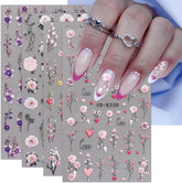 JMEOWIO 3D Nagelsticker Blumen Nail Art Sticker Selbstklebend Nagelaufkleber 5D Stereoskopisch Frühling Sommer Dekoration Nageldesign Zubehör 4 Blatt