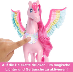 Barbie A Hidden Magic Pegasus - interaktivt legetøj med lys og lyde, 10 tilbehør, regnbuevinger, til børn fra 3 år, HLC41 Naty Shop Dolls
