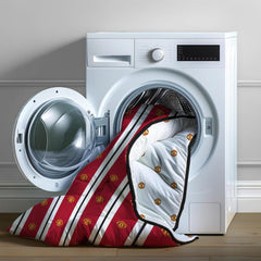 Manchester United FC officiel enkeltdyne, vendbar, rød og hvid, betrækløs, fodbolddyne, pudebetræk, vaskbar, perfekt til rejser, overnatninger, 10,5 Tog dyner og dyner Naty Shop