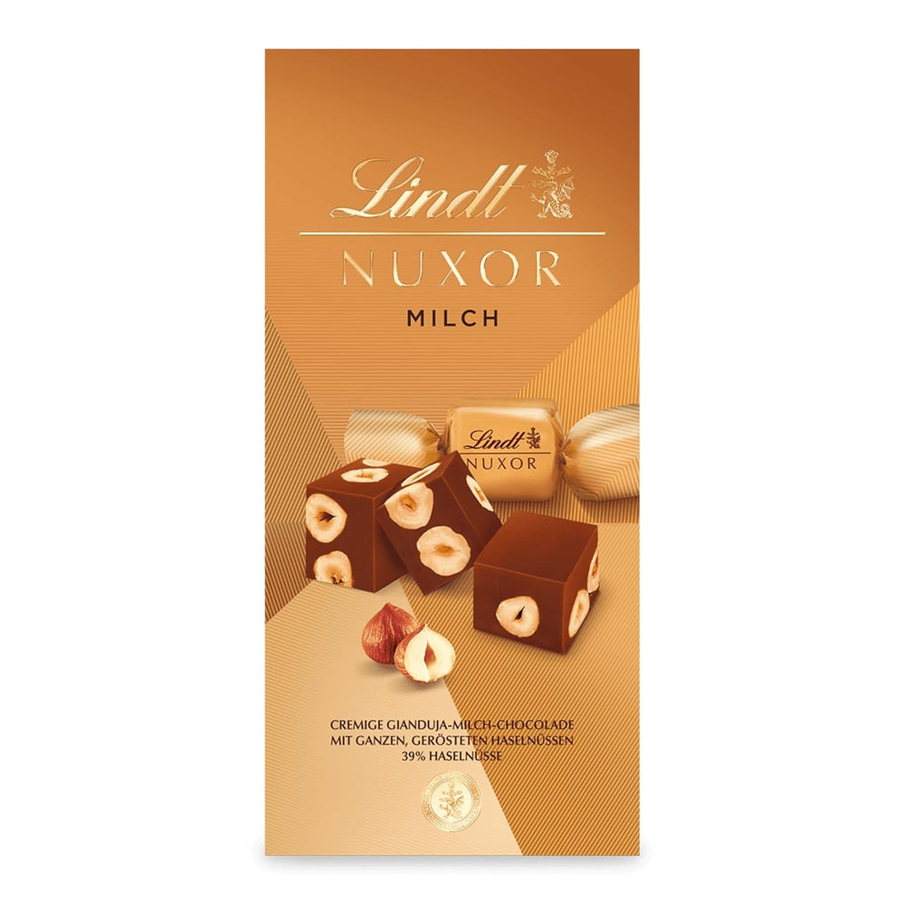 Lindt Chokolade | NUXOR mælkechokoladepose | 103g | Cremet Gianduja mælkechokoladetern med ristede hasselnødder | Chokolade gave