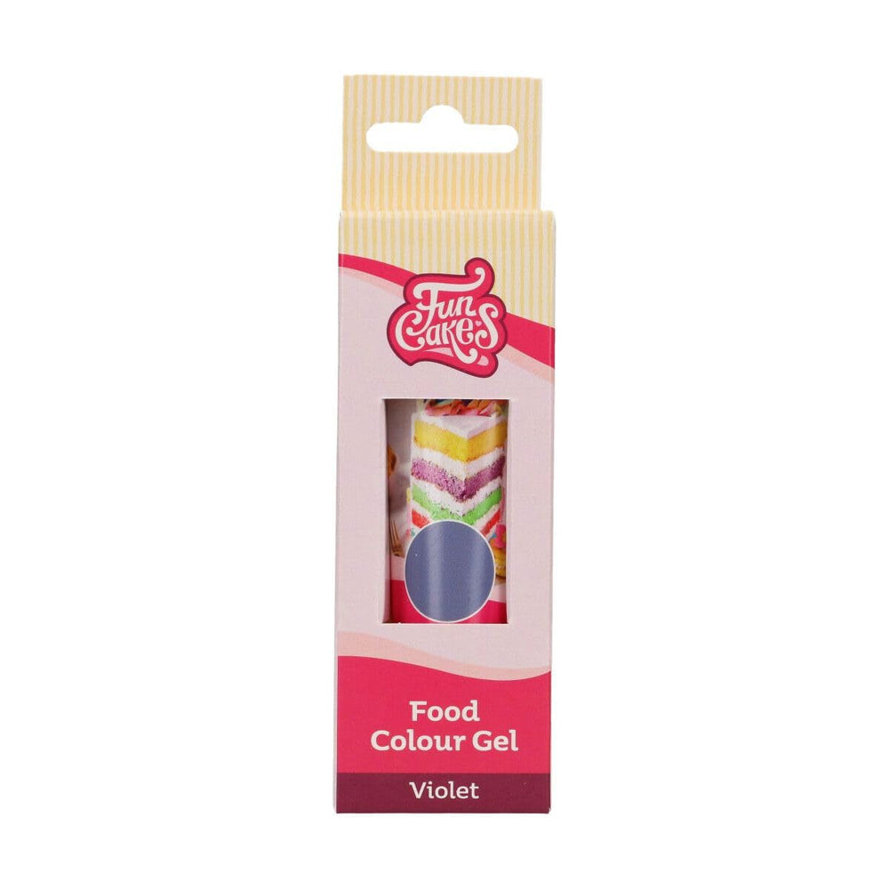 Funcakes Gel Colorant Alimentar Violet: Colorant alimentar foarte concentrat pentru aluat, cremă, fondant, marțipan, produse de patiserie, dozare ușoară, picături individuale pentru a crea culori vibrante, Halal, 30 g