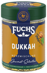 Fuchs Gewürze Gourmet Selection Naher Osten-Afrika – Dukkah Gewürzmischung, nachfüllbarer Gewürz Mix, zum Verfeinern von Fisch und Lamm, vegansk, 50 g