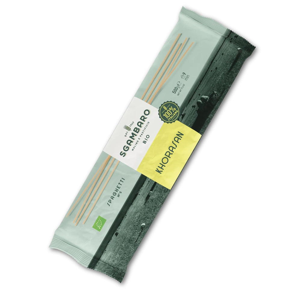 Økologisk spaghetti pasta nr. 5 - 500 g Khorasan hvede - Gamle hvede, høj i protein, 100% italiensk dyrket - Alsidig i køkkenet og rig på næringsstoffer