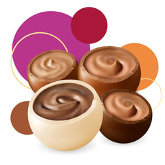 merci lovelies Cremet – 1 x 185g – Æske praliner med 4 fyldte chokoladespecialiteter – Chokoladekugler til at dele og give i gave