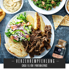 Ankerkraut Gyros, Gewürzmischung für Gyros, egal ob aus der Pfanne oder vom Grill, mit Zwiebel, Knoblauch, Merian, Spidskommen, Piment og mehr, 80 g im Korkenglas