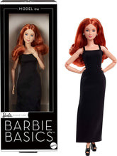 Mattel Barbie Basics Model 4, păpușă de colecție cu bucle roșii, rochie mini neagră și cizme, modă universală, corp mic mobil și cap interschimbabil, JBH74 Papusi Naty Shop Titlu implicit