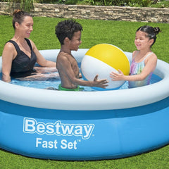 Overjordisk pool Bestway Fast Set uden pumpe, Ø 183 x 51 cm, blå, rund, 940 liter, TriTech materiale, selvsamlende, sikkerhedsventil, inkl. reparationsplaster