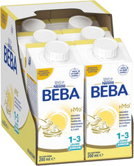 Băutură cu lapte gata de băut BEBA Junior 1-3 ani, cu HMO, conținut de proteine adecvat vârstei, fără ulei de palmier, fără ulei de pește, hrană pentru copii mici, pachet de 6 (6 x 200 ml)