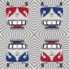 BRISA VW Collection - Șervețele de masă Volkswagen cu autobuz T1 (dungi Samba/roșu/3 straturi)