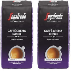 Segafredo Zanetti Caffè Crema Gustoso - Boab întreg (Pachet de 1 kg) - Potrivit pentru Caffè Crema - Boabe de cafea prăjite lungi și închise la culoare, aromă plină și intensă (Pachet de 2)