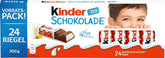 Kinder Chocolate - Fyldt mælkechokoladebarer - 1 pakke indeholdende 24 individuelle barer (24 x 12,5 g).