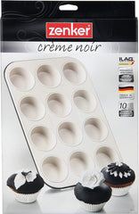 Zenker 12 muffins, diameter Ø 7 cm CREME NOIR, Bageplade til muffins med non-stick belægning forstærket med keramik Forme og bageplader Naty Shop