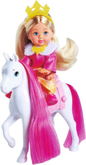 Simba Evi Love Princess Ride, Păpușă Prințesă cu Sanie și Cal de Iarnă, Accesorii Prințesă, 12 cm, Vârste 3+