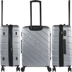 DKNY - Valiză mare cu 4 roți valiză mare ușoară - Valiză de călătorie cu roți mare. Valiză de călătorie mare pentru avioane Valiză hard shell cu închidere certificată - Valiză troler mare, argintie Bagaje și echipament de călătorie Naty Shop