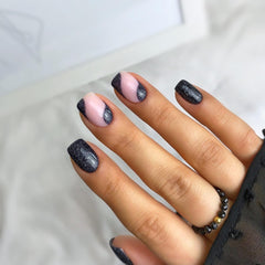 Semilac UV Neglelak 394 Sparkling Midnight Date 7 ml - Mørk nattehimmel med glittereffekt - Love Is In The Nails Collection