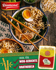 DIAMOND instant ægfri nudler, instant hvedemel wok nudler og tilbehør - 4 x 500 g