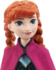 Mattel Disney Princess Anna dukke, Ice Queen dukken, kæmmet hår, mobil, i rejsedragt, aftagelig kappe, Disney gaver, 3 år gammelt legetøj, HLW49 Naty Shop Dolls