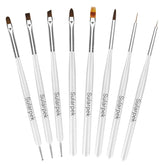 Sularpek 8 Stück Nagel Pinsel Set, Pinsel Für Gelnägel, Nageldesign Pinsel, Nail Art Dotting Tools, Nailart Pinsel Für Gel Acryl Nägel Nailart