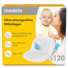 Ultra åndbare ammeindlæg fra Medela, 120 styk Mad og ammetilbehør Bebe Naty Shop