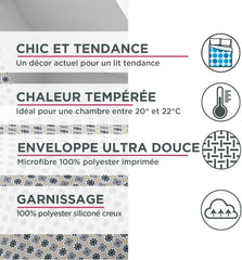 Blanrève Dynebetræk Trykt eller almindeligt, Tempereret, Til enkeltseng, Miljøvenlig, Nem at vedligeholde, 140 X 200 Cm, Hvid, Grå Dyner og dyner Naty Shop