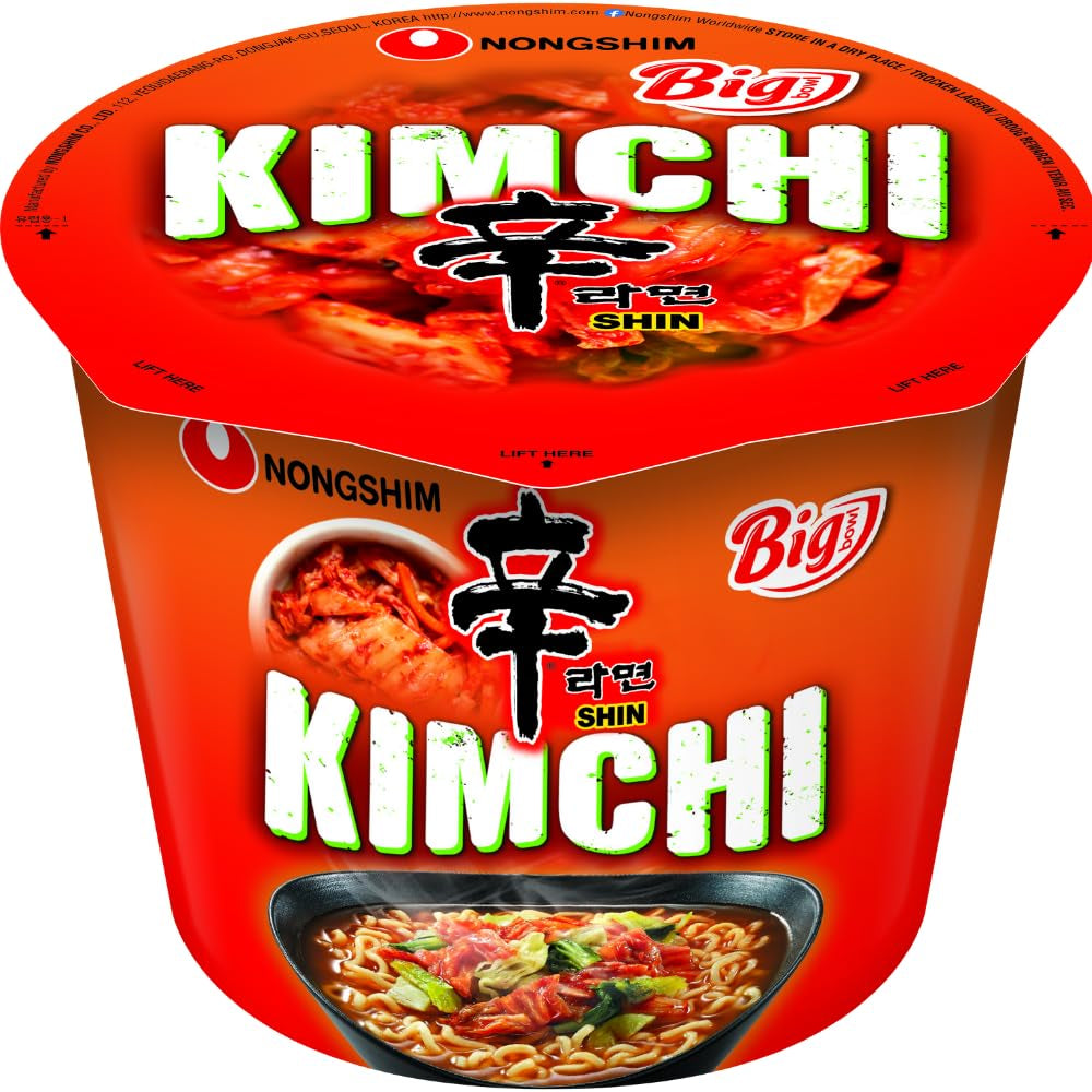 Instant Noodles Nong Shim Kimchi Ramyun Stor skål - Koreansk Ramen Suppe - Hurtig tilberedning - 1 pakke 112g