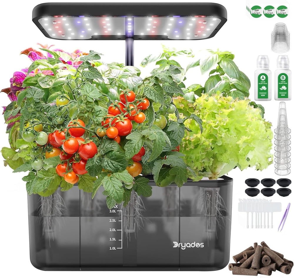 Hydroponic Grow System: 8 kapsler, 24W LED-lampe med fuld spektrum med advarsel om lavt vand | Indendørs have til køkken, stue, skole | Gaveidé til amatørgartnere