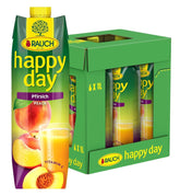 Rauch Happy Day Peach | Fra frugter modnet i solen | 6 x 1 liter, Tetra Prisma Alkoholfri drikkevarer Naty Shop