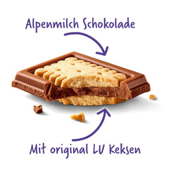 Milka LU – Alpine mælkechokolade med sprøde LU-kiks – 87g