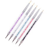 5 Stück Nagel Pinsel Set, Nageldesign Pinsel, Nail Art Dotting Tools, Dual-Ended Professional Acryl Nail Art Pen Für DIY Nail Art Design