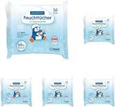 PAEDIPROTECT Baby vådservietter 1 x 10 stk. Sensitive baby vandvådservietter 99% vandparfumefri baby & børn delikat hud kokosekstrakt Mikroplastfri vegansk (5 pakke)