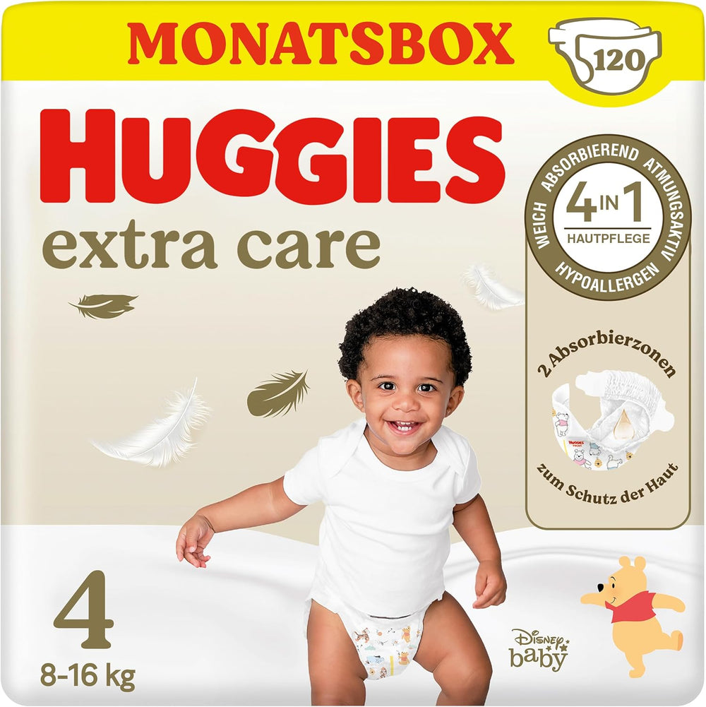 Huggies Extra Care Disney Babybleer, størrelse 4, 120 bleer (2x60), Månedsæske