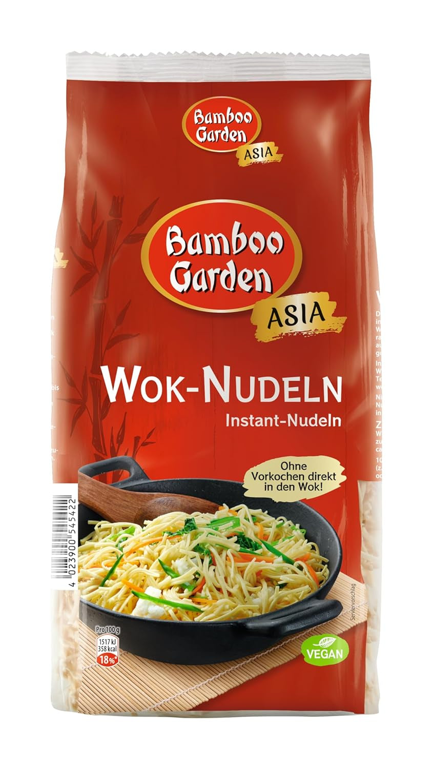 Bamboo Garden - Wok Nudler | Instant nudler med æg | Bland, ingen forkogning påkrævet | Til asiatiske wokretter | 250 g i en pose