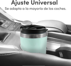 EHC113M# Espressor cu filtru pentru o singură servire, compact, personal, cu cană termică de călătorie din oțel inoxidabil în interior, pentru cafea măcinată, filtru reutilizabil, verde mentă, 400 ml