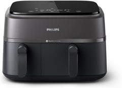 Philips Airfryer Dual Basket 3000 Series, 9L, 2 kurve, 2 retter klar på samme tid, Rapidair plus varmluftsteknologi Hvidevarer Naty Shop Dual Basket 9 L