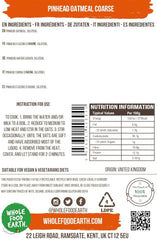 Wholefood Earth Pinhead Havregryn Groft stabiliseret 3kg | Ikke-GMO | Rig på fibre