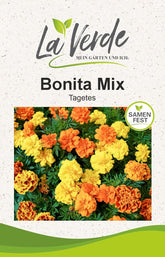 La Verde MIN HAVE OG MIG. Tagetes Bonita Bland blomsterfrø i ca. 100 planter, langblomstrende morgenfruer, dobbelte blomster, ikke-GMO frø