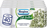 Hârtie igienică Regina Soft din bambus, 40 role, 3 straturi, 160 coli, Moliciune naturală pentru pielea ta, Hârtie igienică din fibre de bambus, Ambalaje din hârtie, Certificată Fsc
