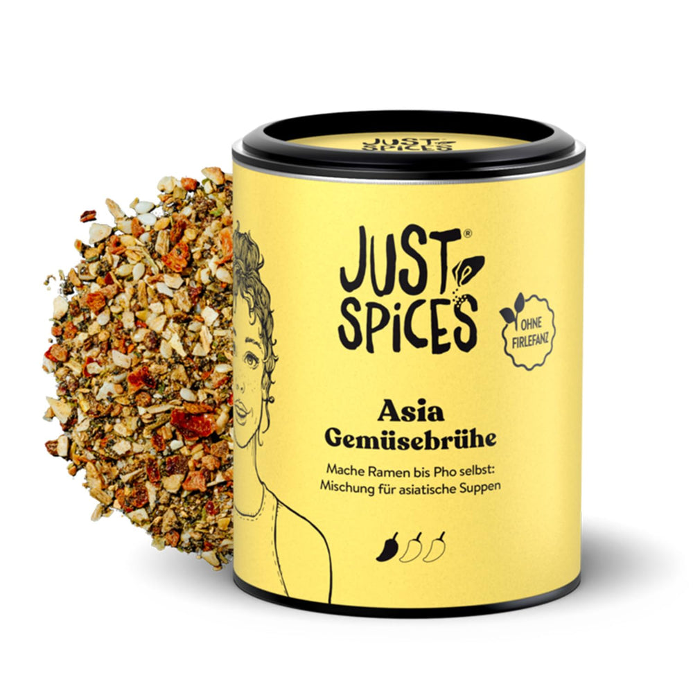 Just Spices Asia Gemüsebrühe I Würze asiatisk Suppen zu Hause selbst I Gewürzdose, 65 g