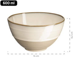 MÄSER 931818 Set de veselă Nottingham Vintage Series pentru 4 persoane, serviciu de mic dejun cu 12 piese cu forme rotunjite neregulate în aspect retro, gresie, bej