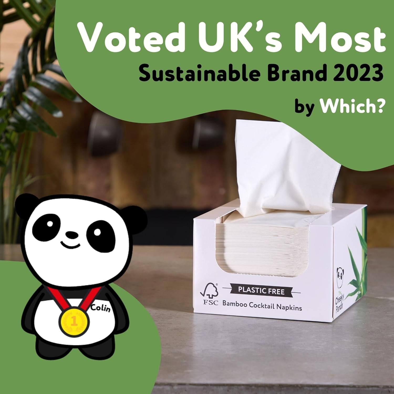 Șervețele cocktail din bambus The Cheeky Panda | șervețele albe 100 bucăți șervețele de hârtie