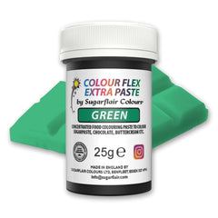 Colorant alimentar Sugarflair Colourflex Extra Paste Verde - Colorant alimentar comestibil pentru cremă de unt, ciocolată, pastă de zahăr, glazură, fondant, mixuri pentru prăjituri, aluat și multe altele - 25g