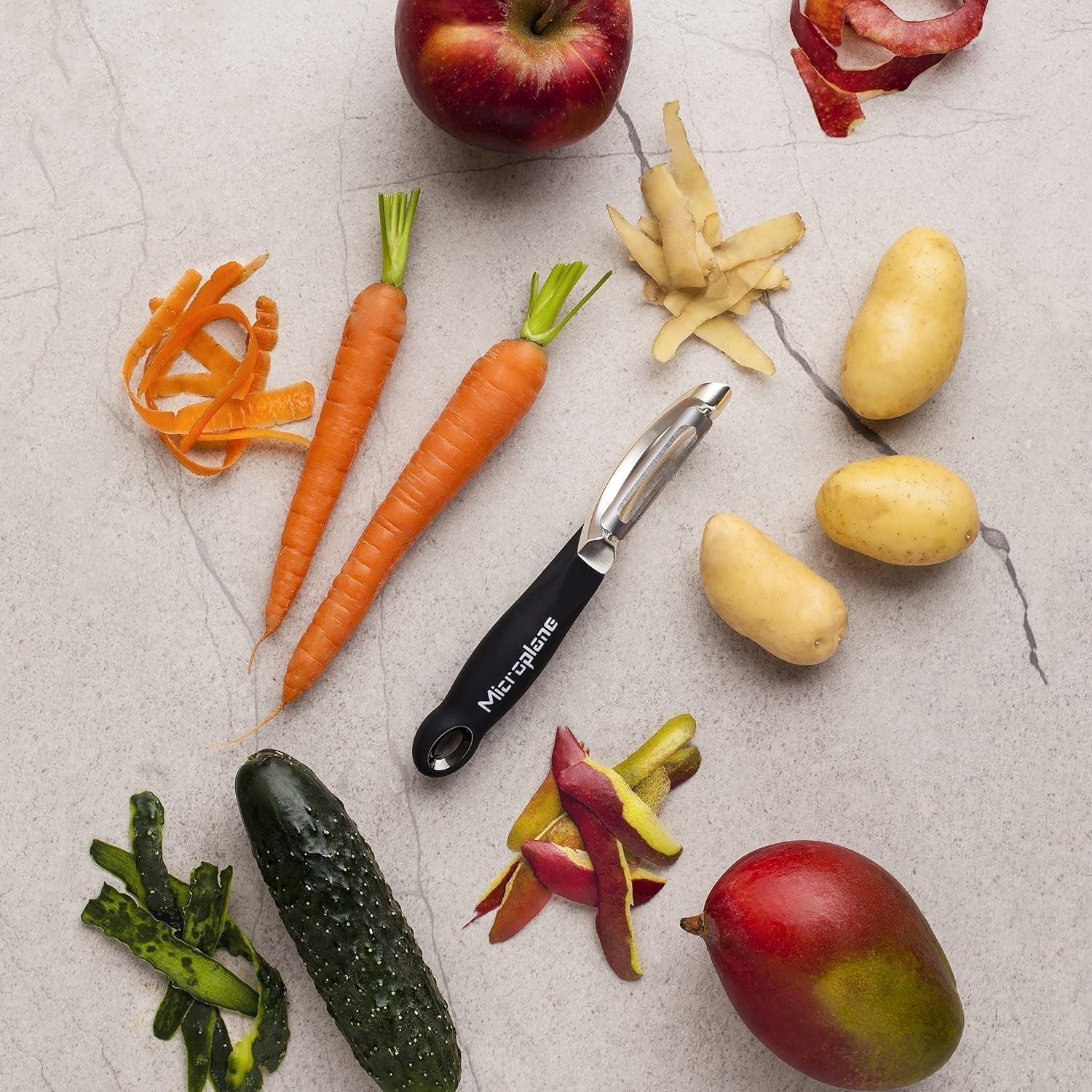 Decojitor profesional Microplane cu lamă dublă din oțel inoxidabil, ambidextru Peeler Naty Shop