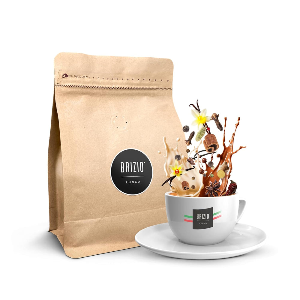 Lungo – Pungă mostră 250g – Boabe de cafea espresso italiană – 100% Arabica – Prăjire medie – Plină și fină – Ciocolată, Vanilie și Caramel