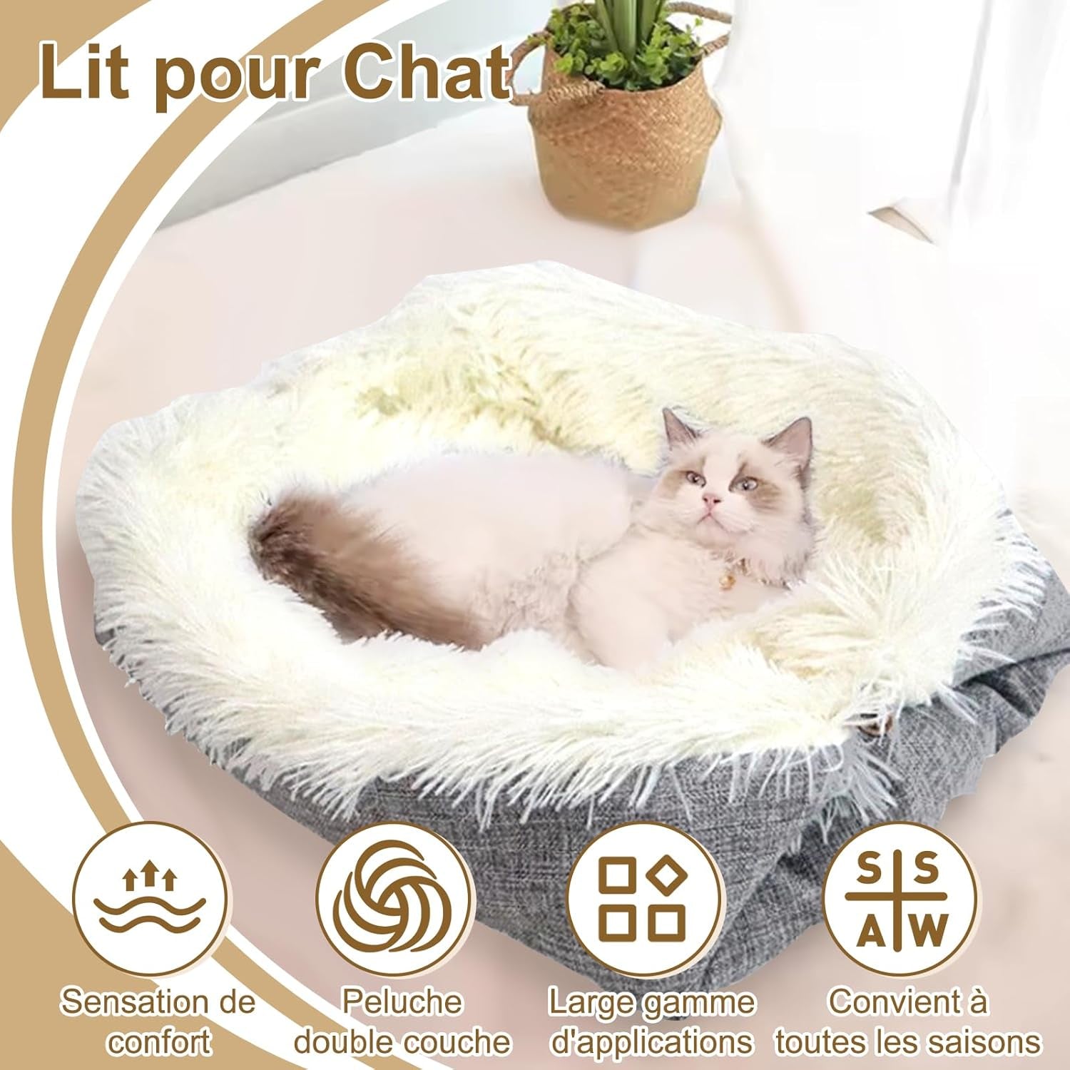 Pat pentru pisică, Pat pentru pisică, Pat pentru câine, Pisicuță, Pernă, Pernă pentru câine, Detașabilă, Lavabilă, Covoraș pentru pisică pentru dormit (15,7 x 10,2 x 5,1 inci)