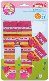 Heless 760 - Strumpfhose mit Söckchen für Puppen, verschiedene Farbvarianten und Muster, 1 von 3 Designs (zufällige Auswahl), Größe 28 - 35 cm