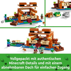 LEGO Minecraft Frøhuset, legetøjshus med figurer inklusive zombie, slim og druknende mand, plus tilbehør som legetøjsbåd og arbejdsbord, gave til drenge og piger fra 8 år 21256 Byggesæt Besuche den LEGO-Store