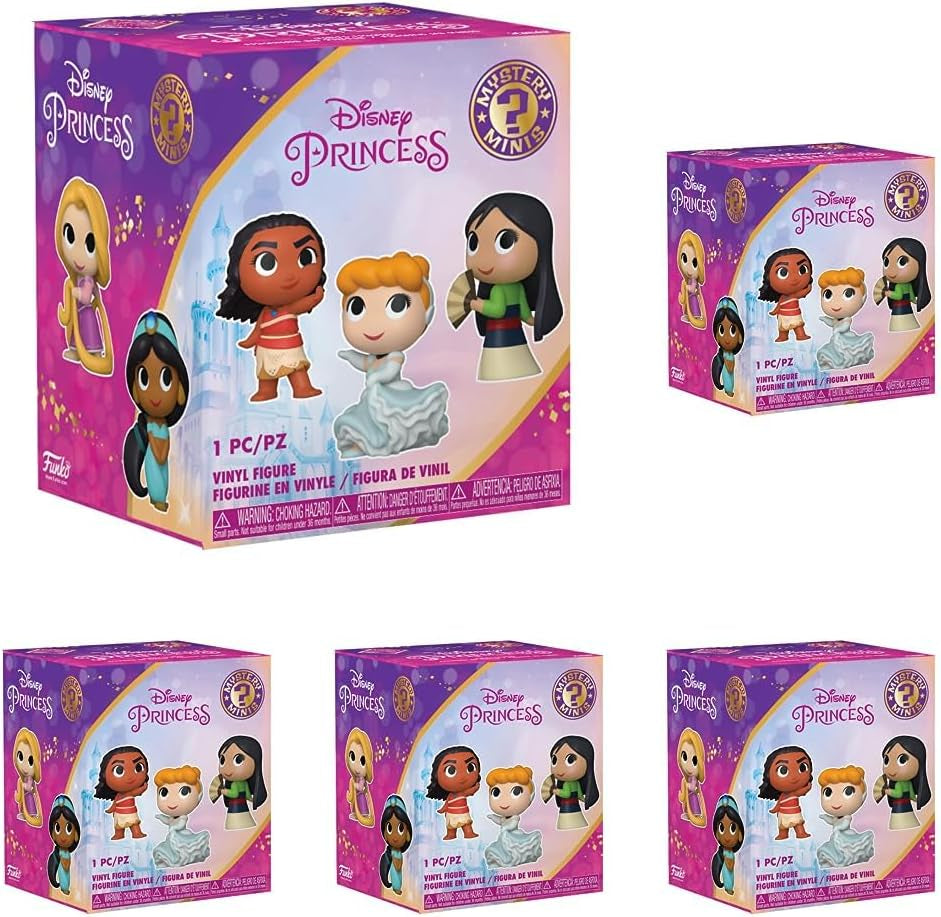 Funko Mystery Mini - Ultimate Princess - 1 din 12 de colecționat - Stilurile variază - Prințesele Disney - Prințesele Disney - Figură de colecționat din vinil - Idee de cadou - Marfă oficială - Fanii filmelor Action figures Naty Shop Pachet de 5 Mister Mini