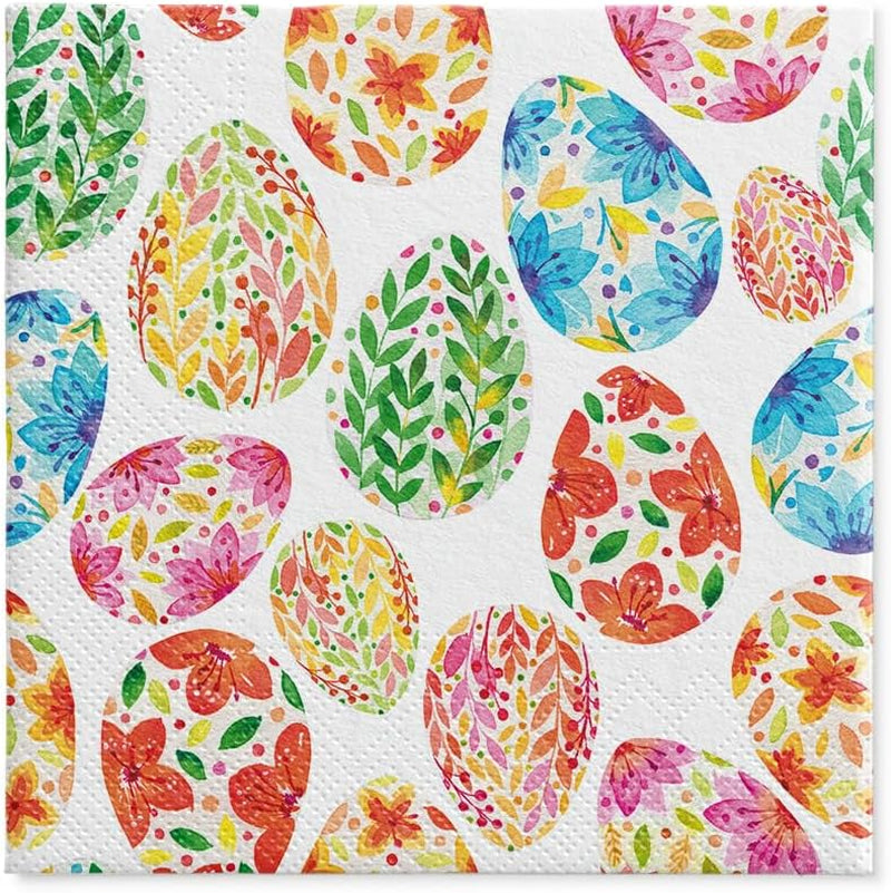 PAW - Șervețele din 3 straturi (33 X 33 Cm) I 20 bucăți I Perfect pentru Paște, petreceri, primăvară și sărbători I Decorațiuni de masă Petrecere de Paște Șervețele de hârtie colorate - Ouă de Paște în acuarelă I Ouă în acuarelă